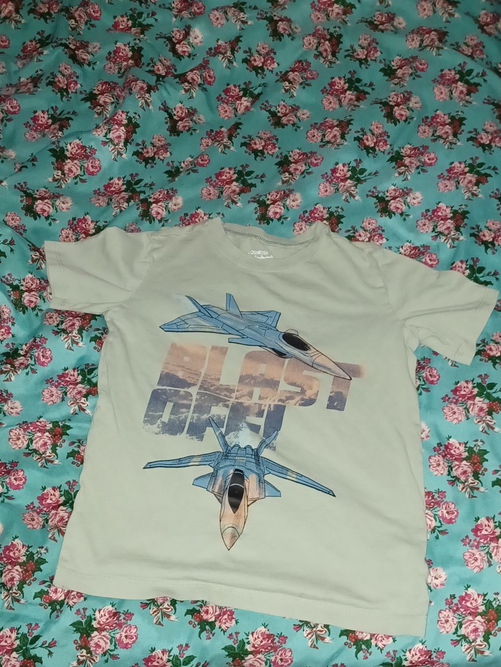 OshKosh B'gosh Light Green Jet Plane Graphic Tee Size 8